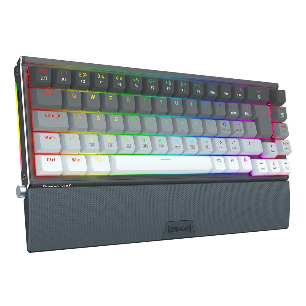 TECLADO MECANICO GAMER SHACO PRETO E CINZA RGB COM SWITCH MARROM